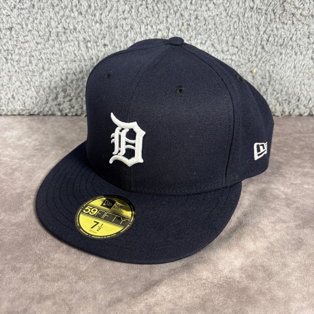 New Era Hat Men 7 1/2 Navy Detroit Tigers 59FIFTY Fitted MLB Authentic On-Field